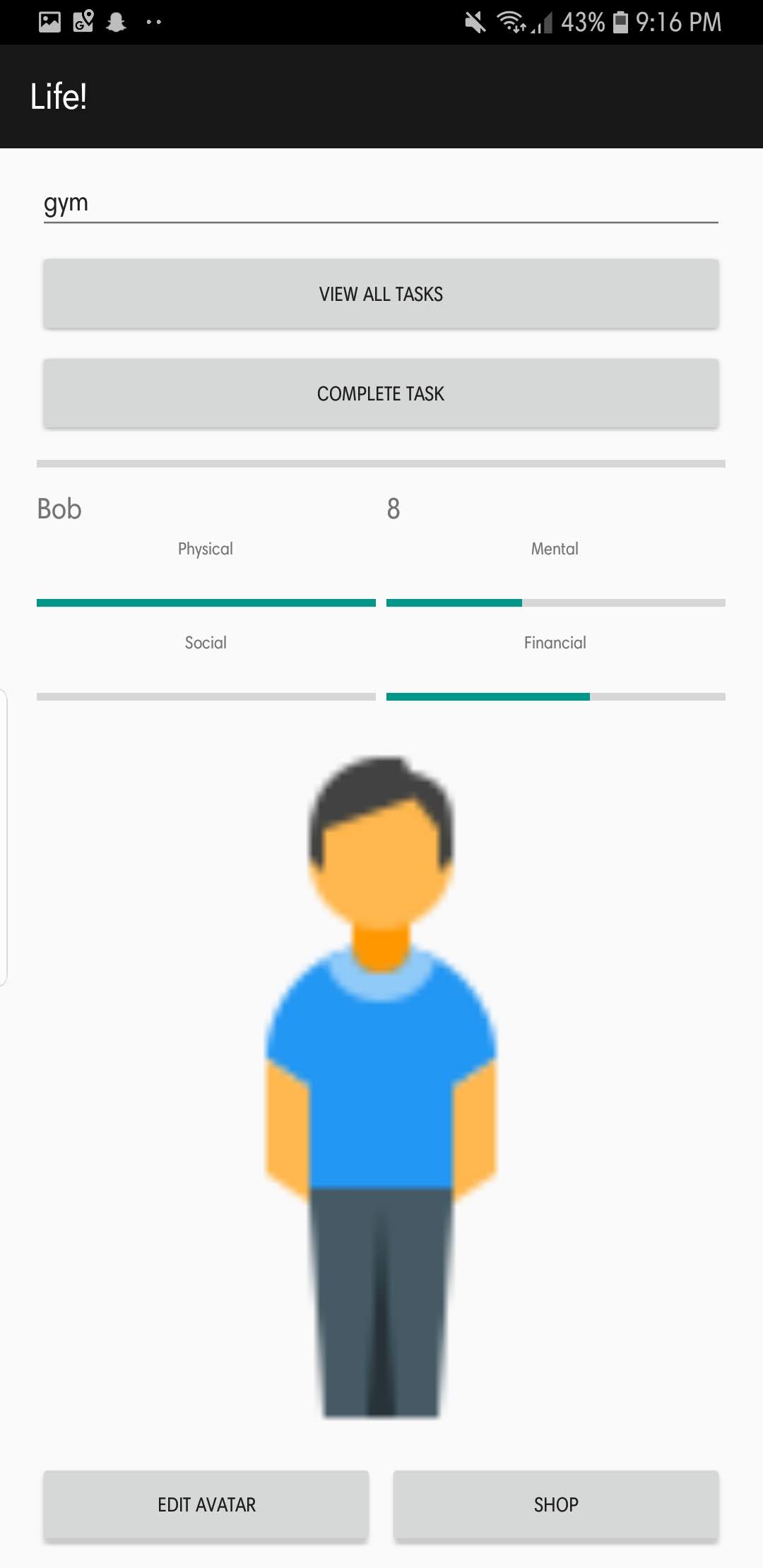 UI of Balance Front Page